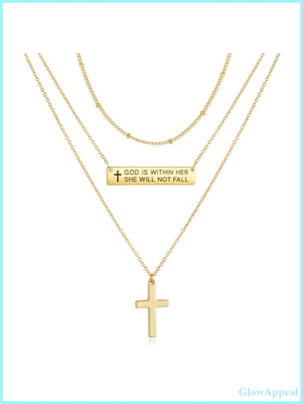 14K Gold Plated Layered Cross Bible Verse Necklace Set 3Pc Gift